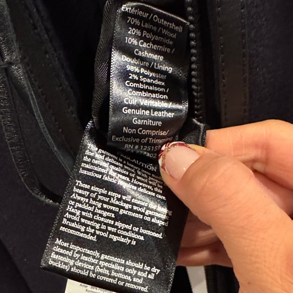 Mackage Steffy Navy Blue Wool Coat with Toggle and Detachable Hood - Picture 6 of 11